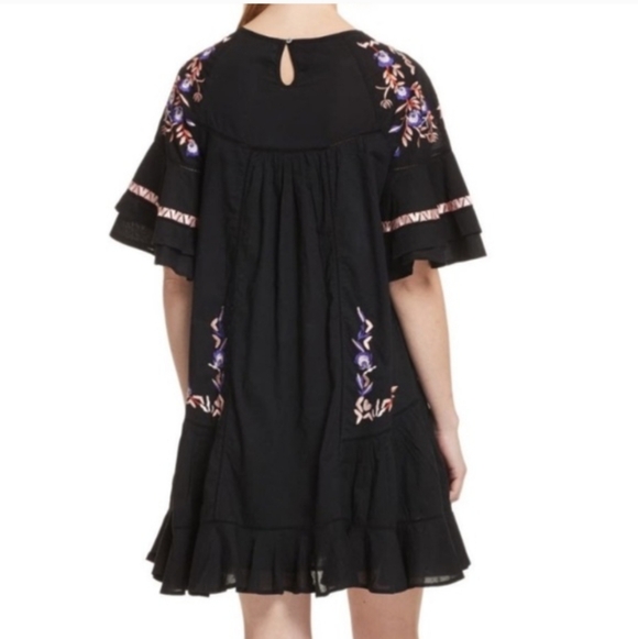 Free People Pavlo Embroidered Black Floral Boho Dress - Picture 4 of 11